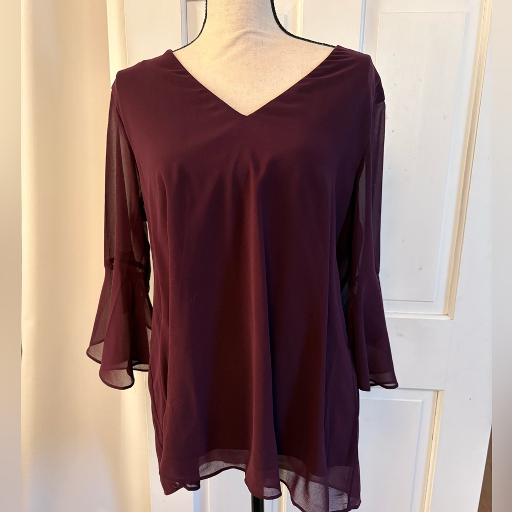 Calvin Klein Burgundy V-Neck Blouse